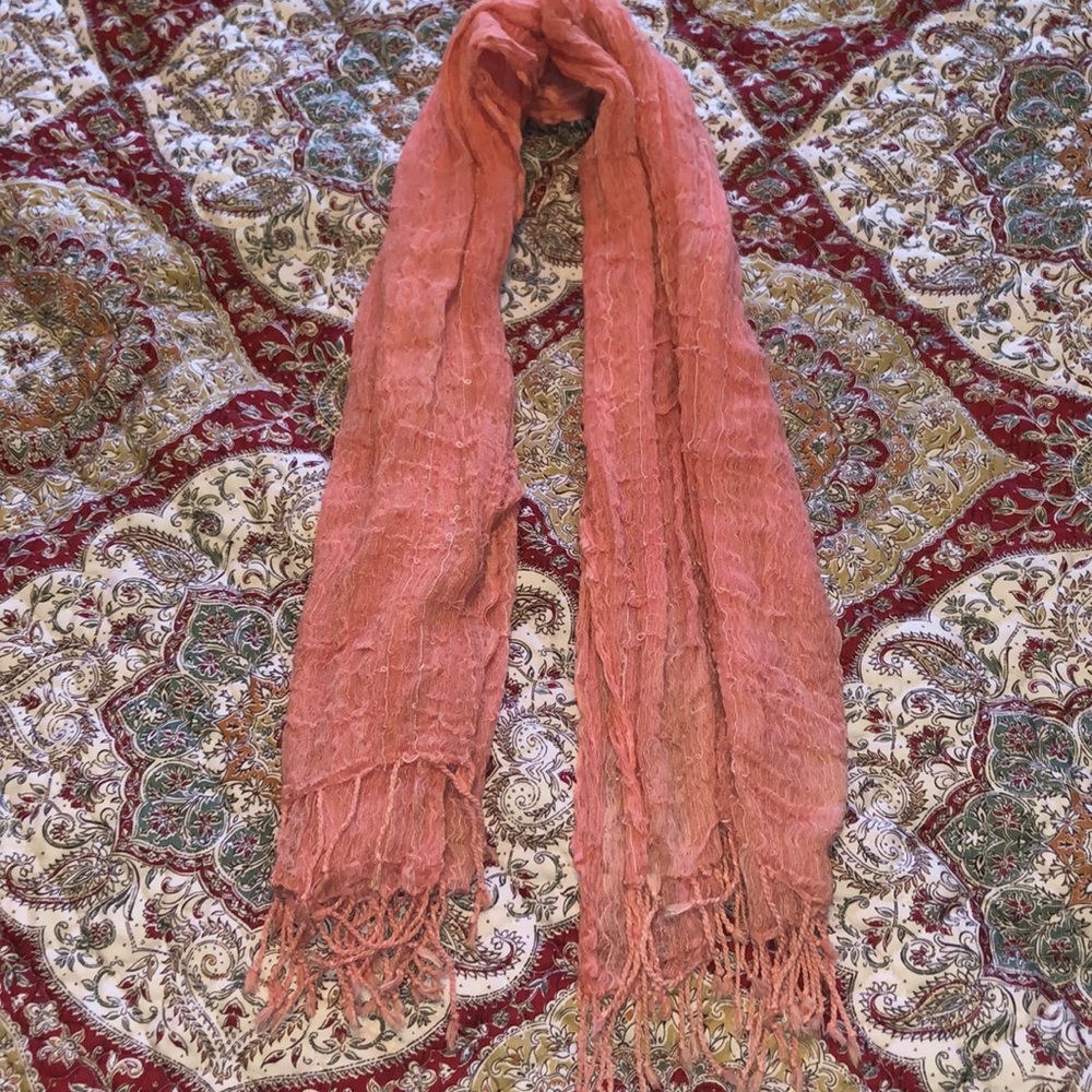 pink scarf frayed ends